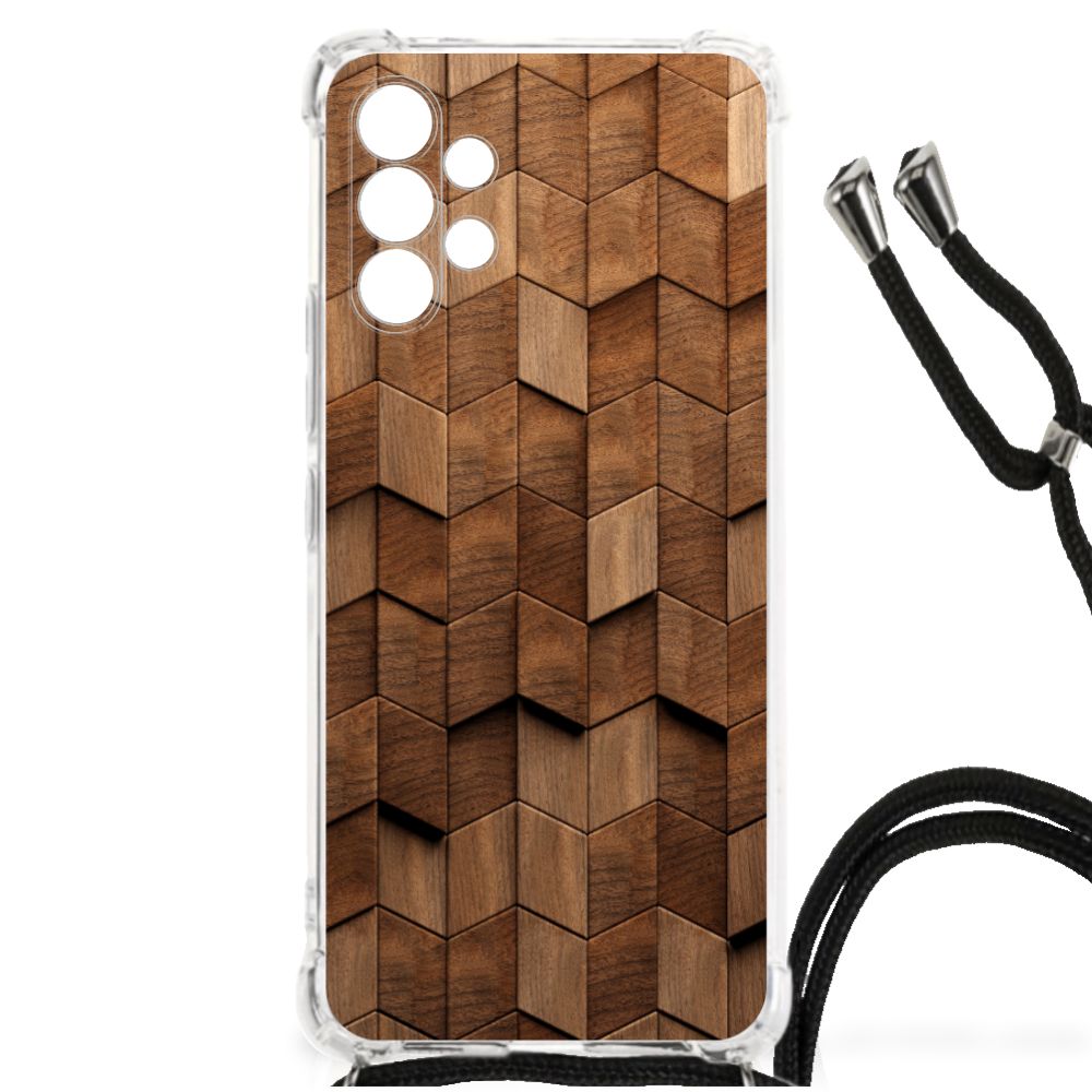 Stevig Telefoonhoesje voor Samsung Galaxy A13 4G Wooden Cubes B2C Telecom