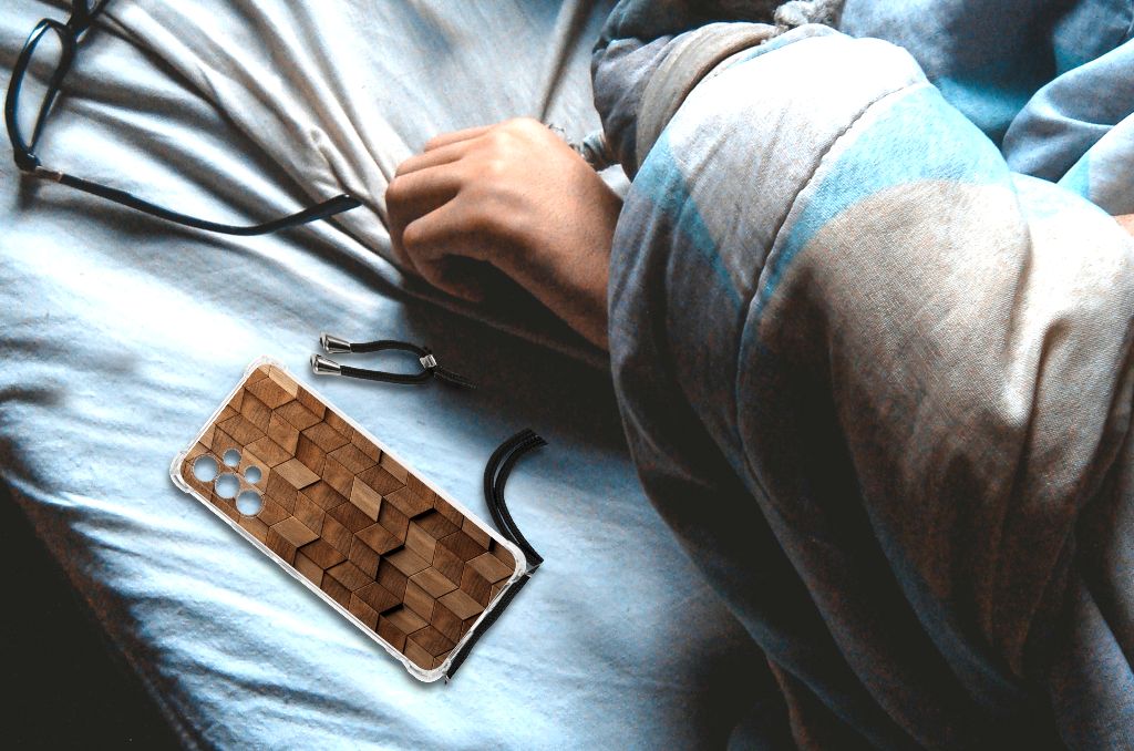 Stevig Telefoonhoesje voor Samsung Galaxy A13 4G Wooden Cubes B2C Telecom