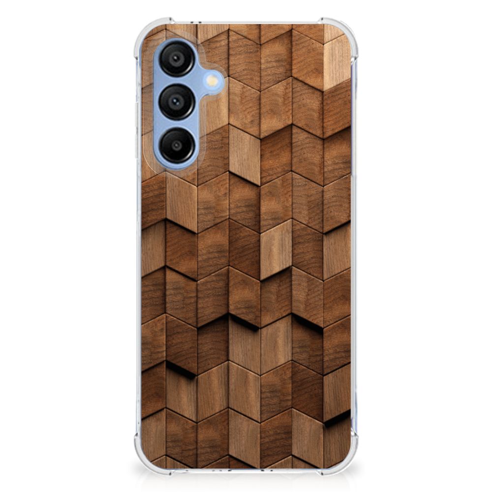 Samsung Galaxy A16 Stevig Telefoonhoesje Wooden Cubes bovenaanzicht