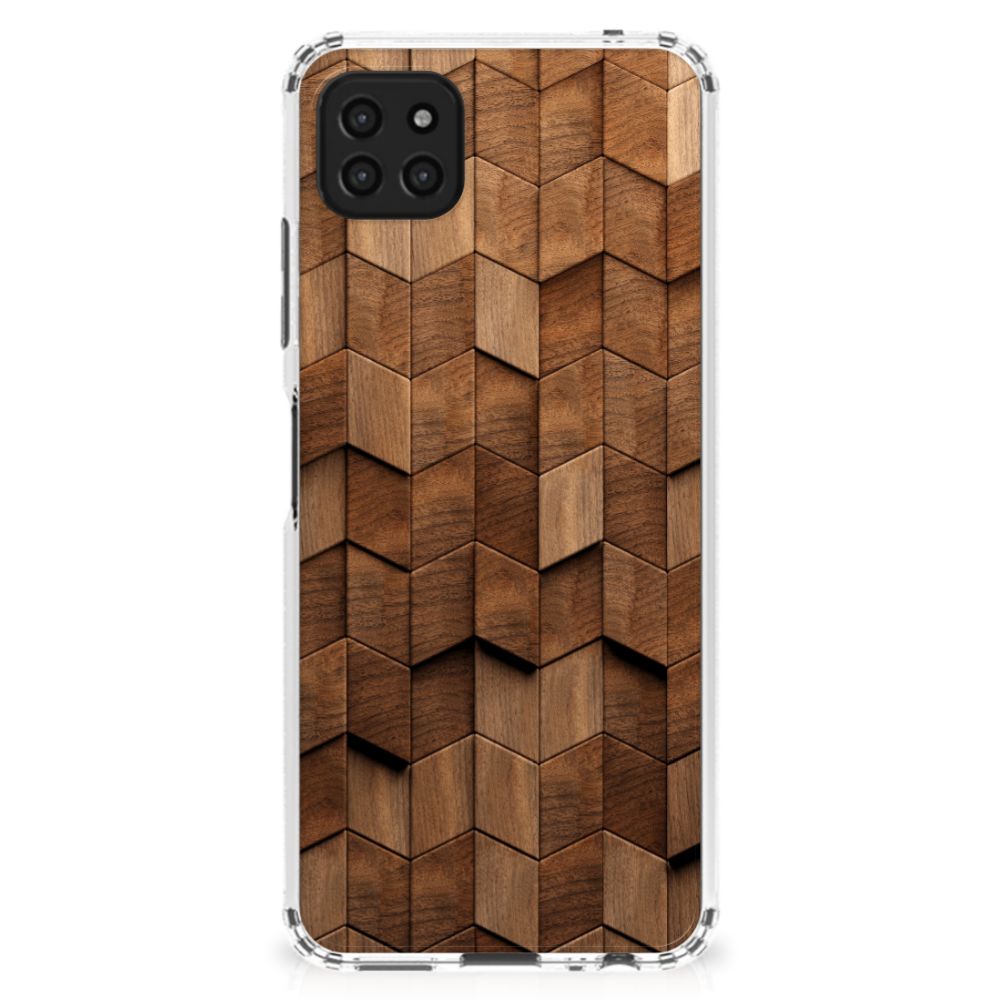 Stevig Telefoonhoesje voor Samsung Galaxy A22 5G Wooden Cubes B2C Telecom