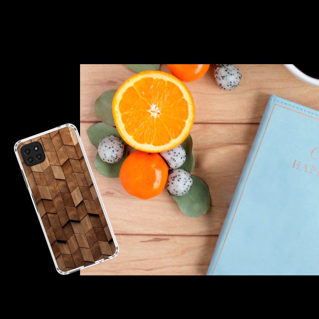 Stevig Telefoonhoesje voor Samsung Galaxy A22 5G Wooden Cubes B2C Telecom