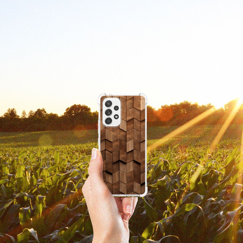 Stevig Telefoonhoesje voor Samsung Galaxy A53 5G Wooden Cubes B2C Telecom