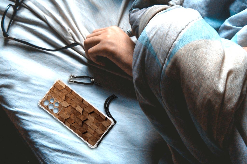 Stevig Telefoonhoesje voor Samsung Galaxy A53 Wooden Cubes B2C Telecom