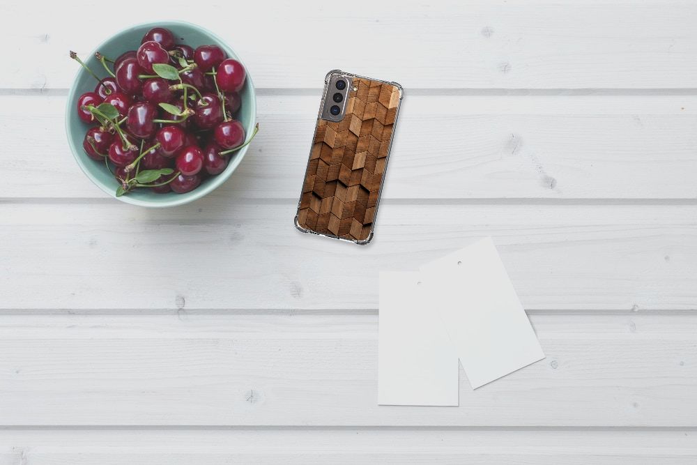 Stevig Telefoonhoesje voor Samsung Galaxy S21 Wooden Cubes B2C Telecom