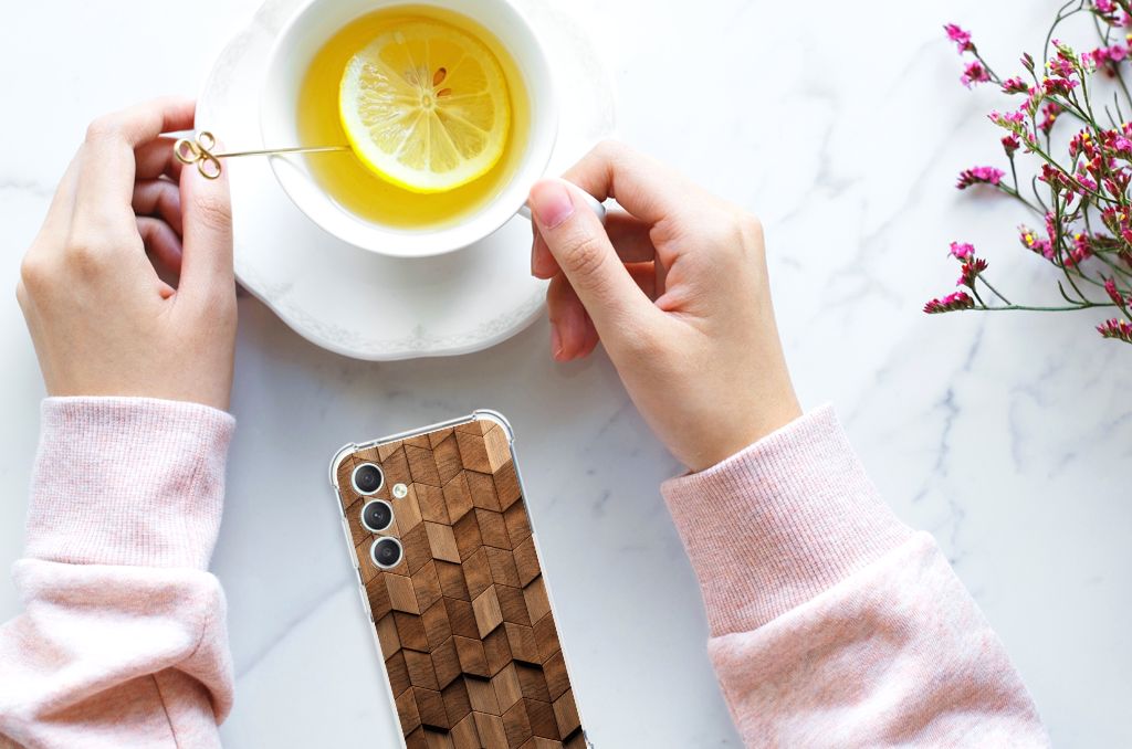 Stevig Telefoonhoesje voor Samsung Galaxy S23 FE Wooden Cubes B2C Telecom