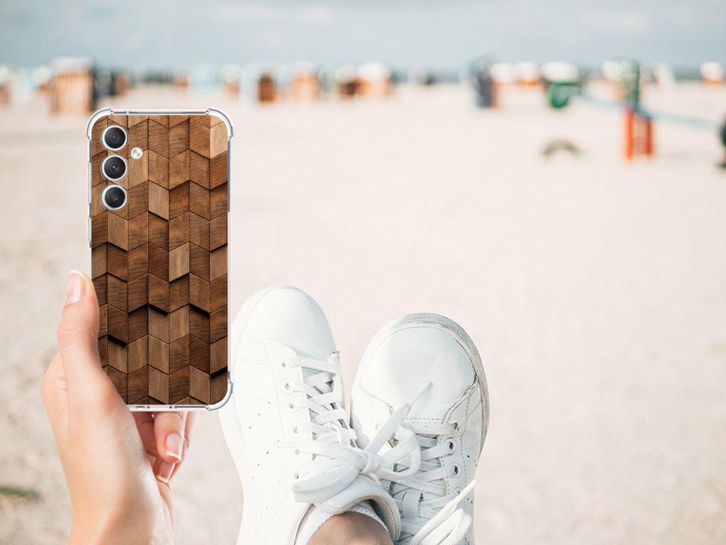 Stevig Telefoonhoesje voor Samsung Galaxy S23 FE Wooden Cubes B2C Telecom