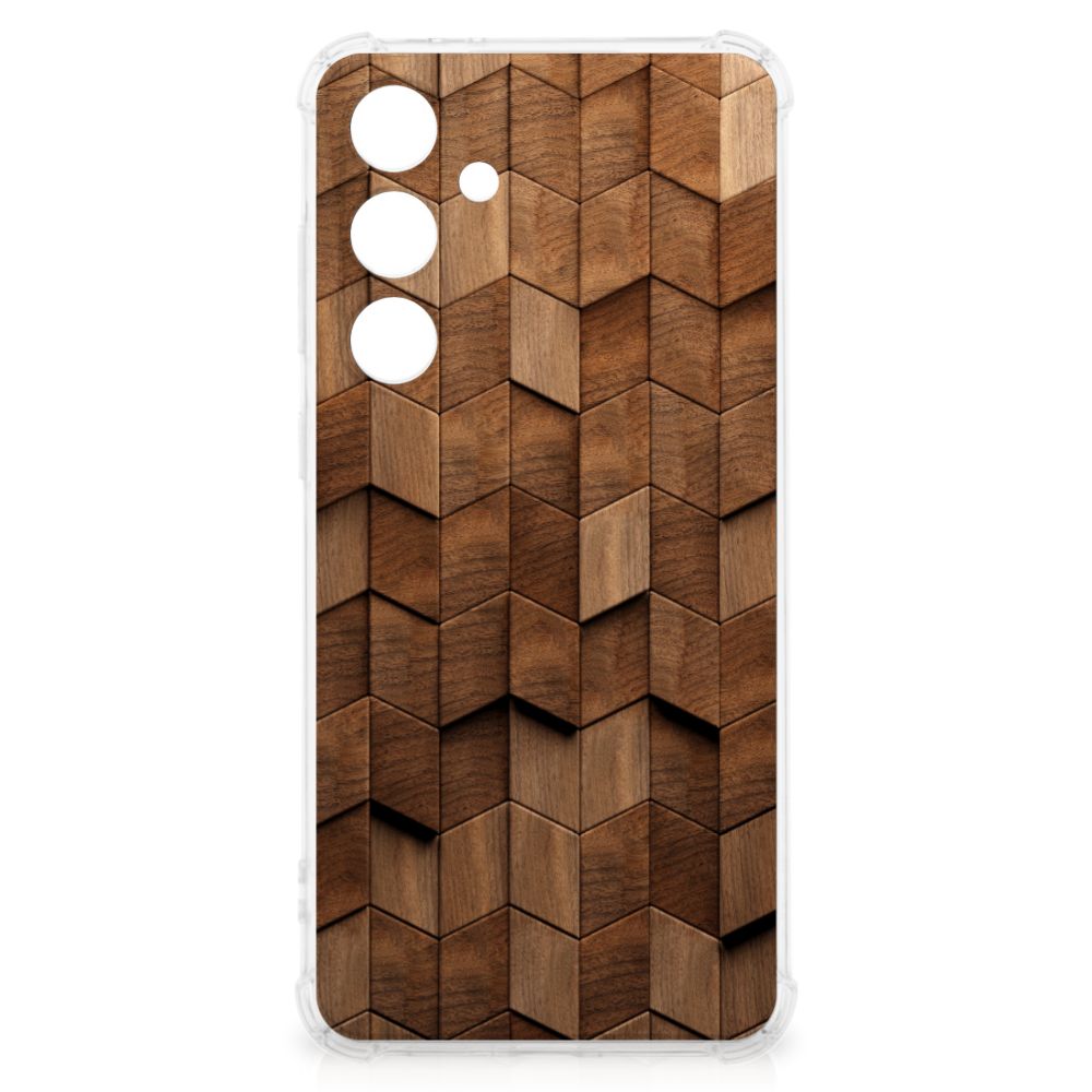 Samsung Galaxy S24 FE Stevig Telefoonhoesje Wooden Cubes achterkant
