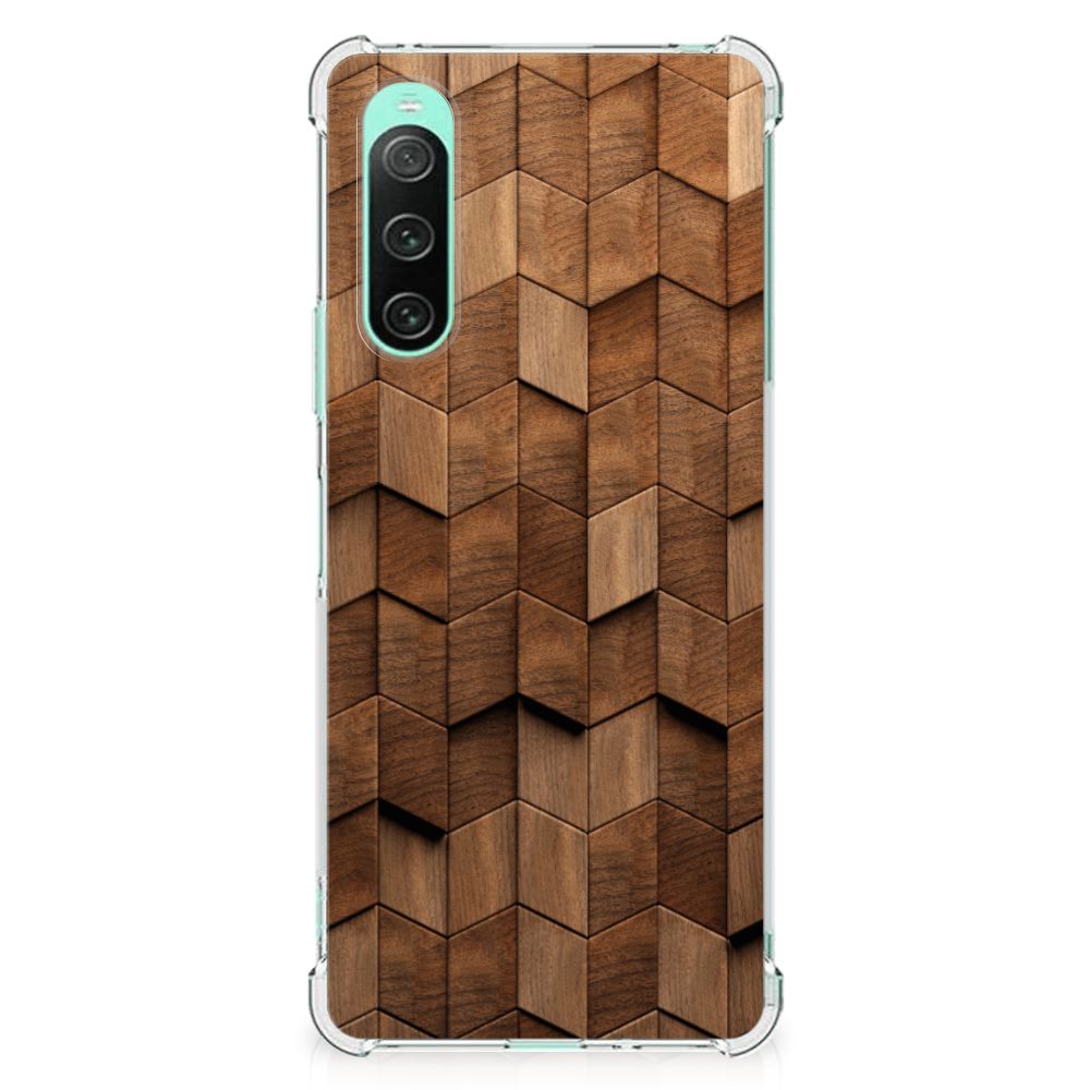Stevig Telefoonhoesje voor Sony Xperia 10 V Wooden Cubes B2C Telecom