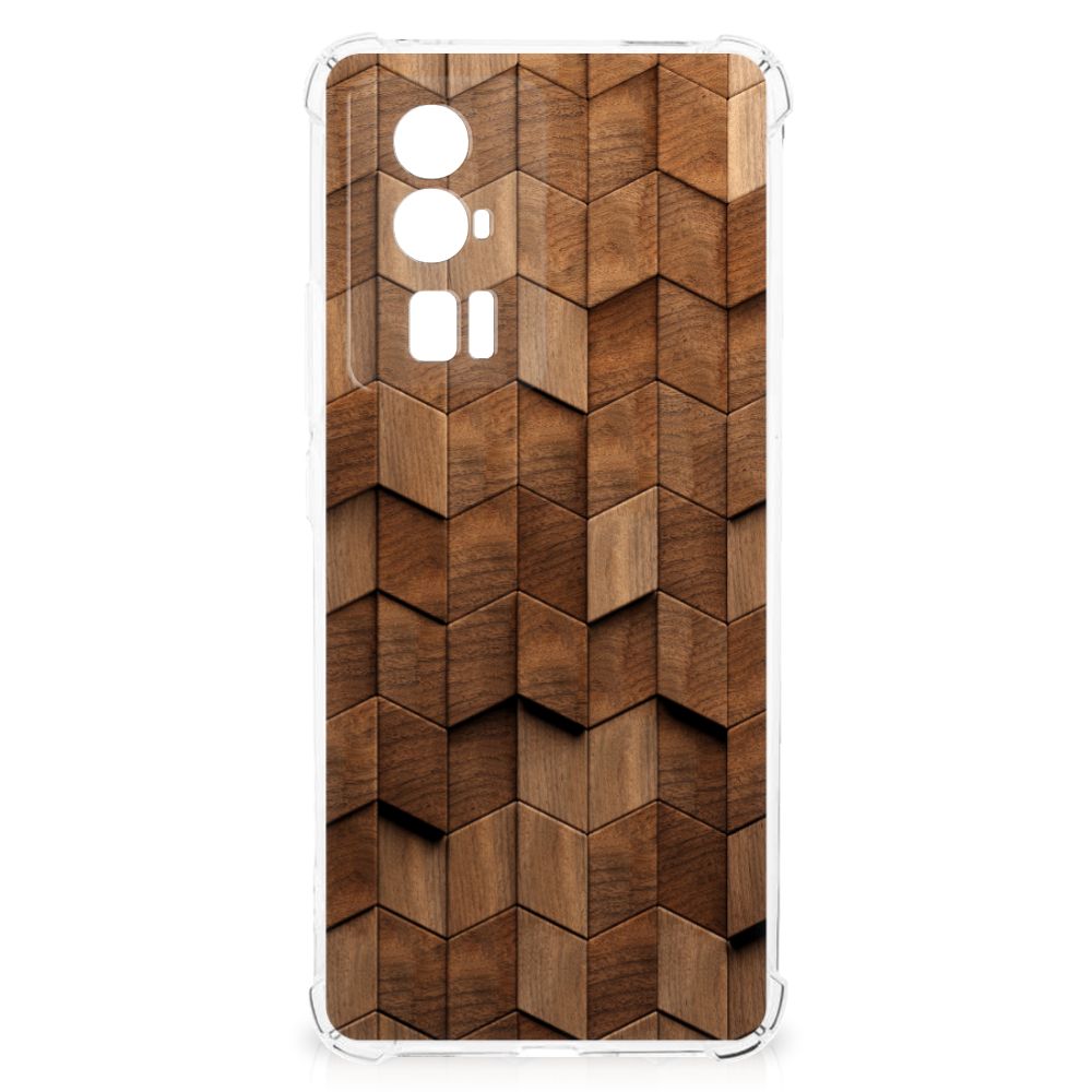 Xiaomi Poco F5 Pro Stevig Telefoonhoesje Wooden Cubes achterkant