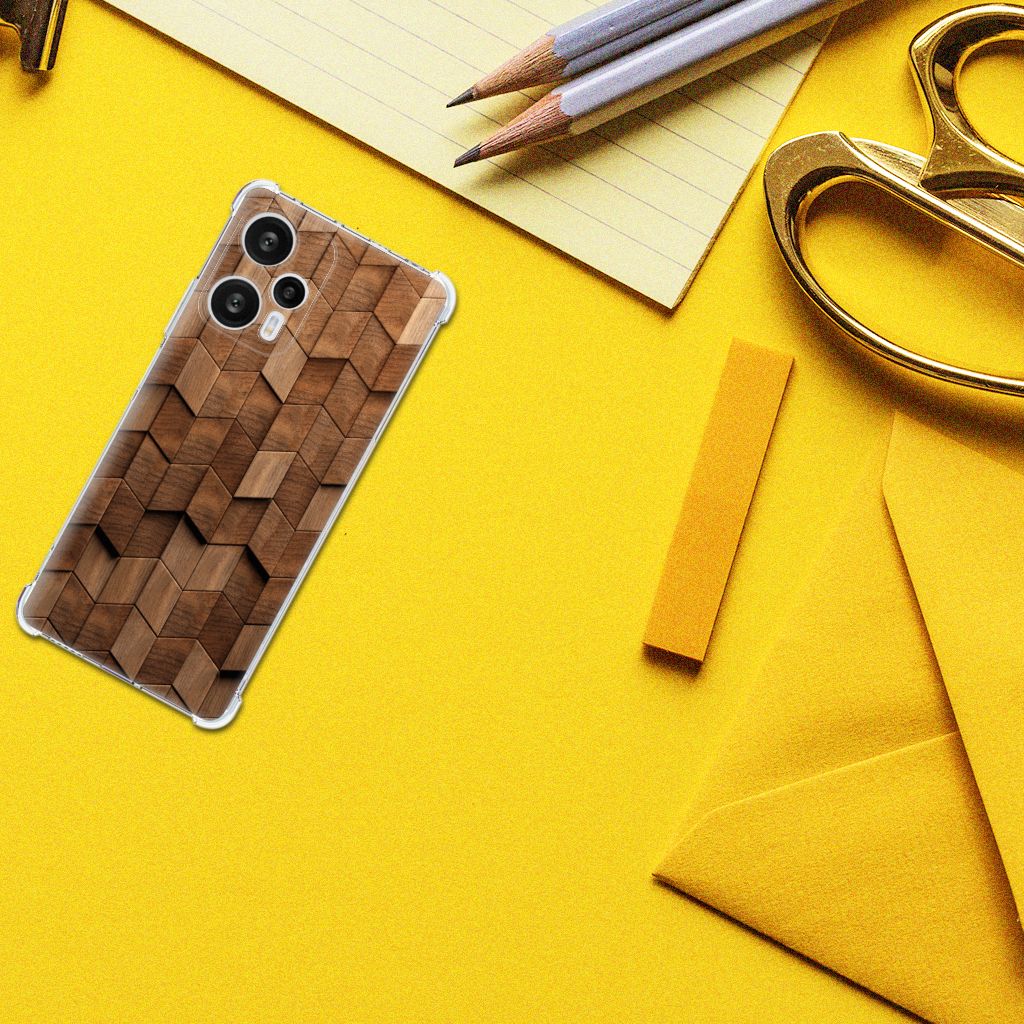 Stevig Telefoonhoesje voor Xiaomi Poco F5 Wooden Cubes B2C Telecom