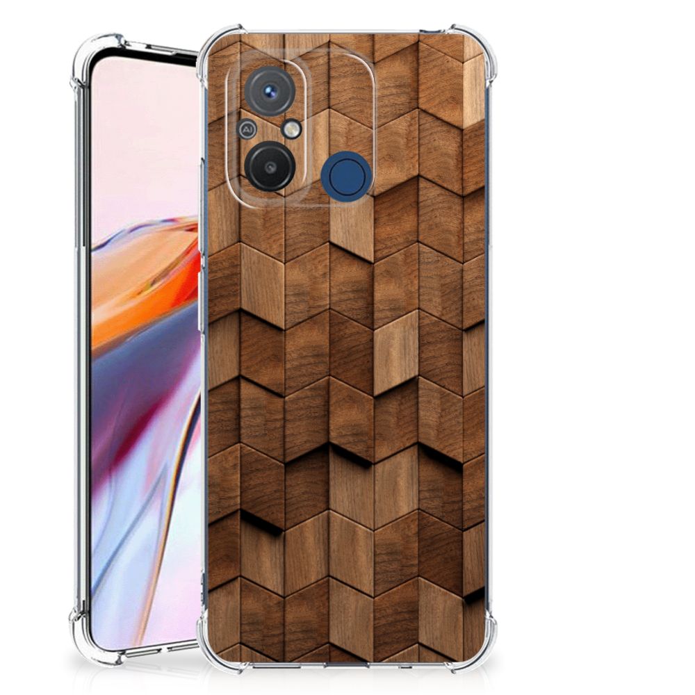 Xiaomi Redmi 12C Stevig Telefoonhoesje Wooden Cubes voorkant