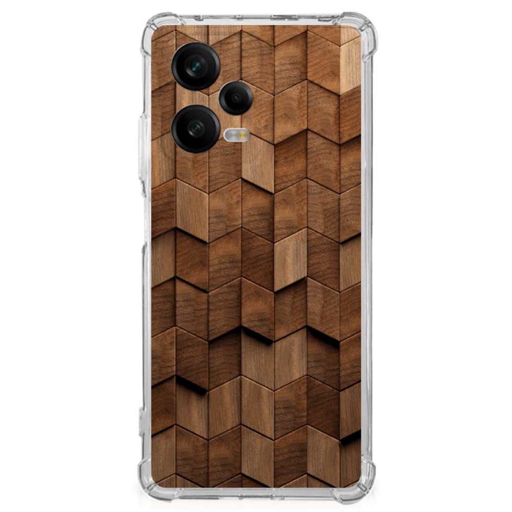 Xiaomi Redmi Note 12 Pro Stevig Telefoonhoesje Wooden Cubes achterkant