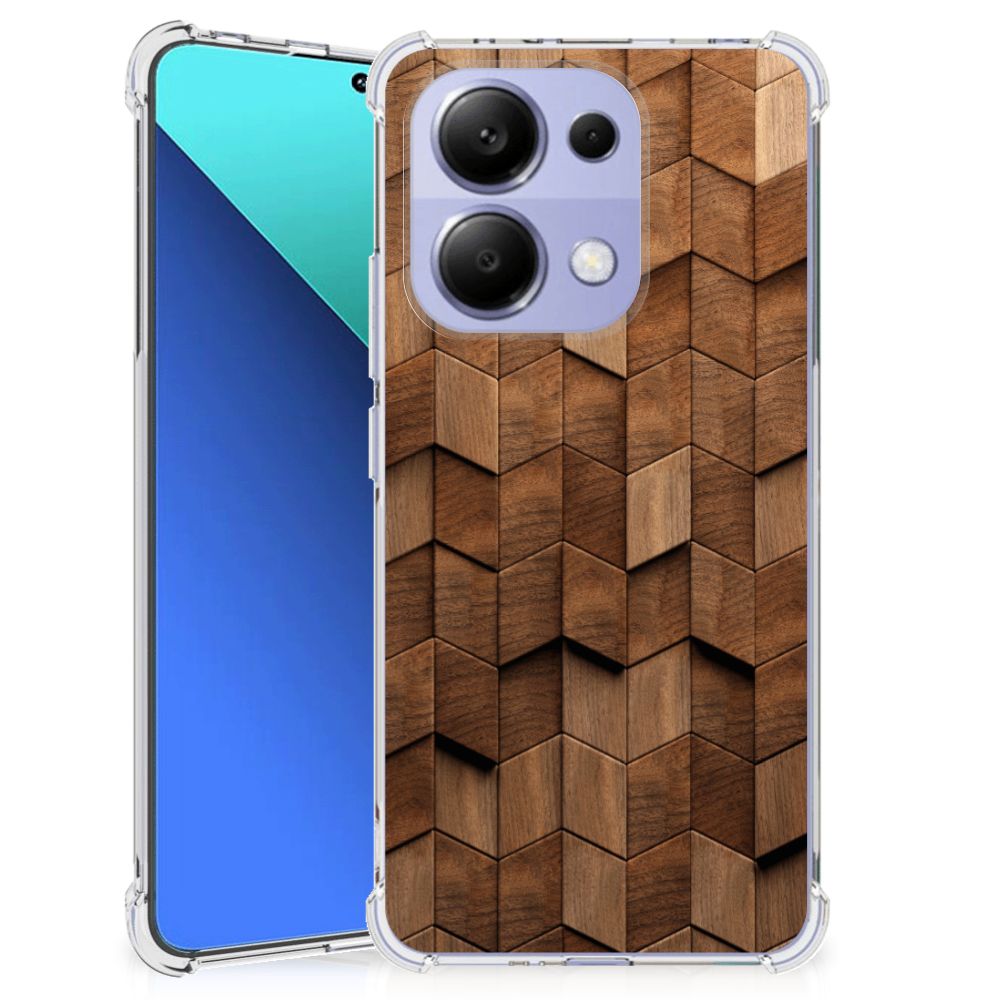 Stevig Telefoonhoesje voor Xiaomi Redmi Note 13 4G Wooden Cubes B2C Telecom