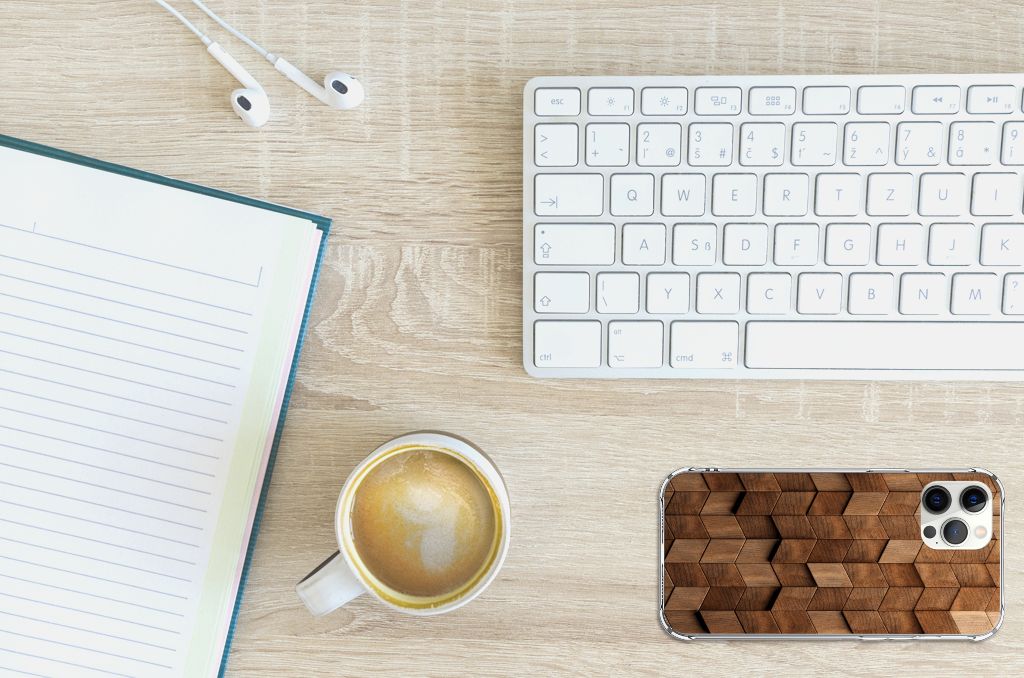 Stevig Telefoonhoesje voor iPhone 12 Pro Max Wooden Cubes B2C Telecom