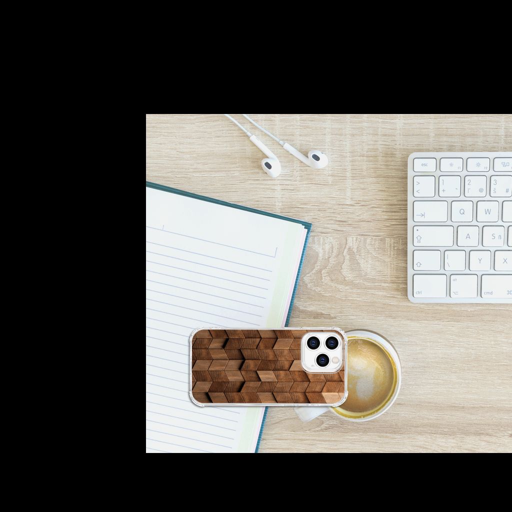 Stevig Telefoonhoesje voor iPhone 14 Pro Wooden Cubes B2C Telecom