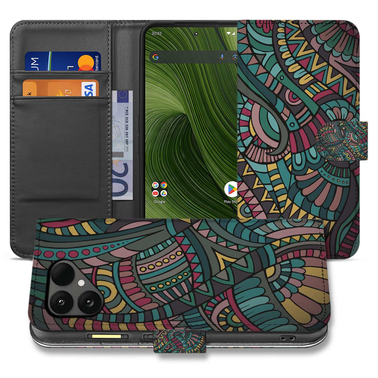 Fairphone 6 Stylish Aztec Design Book Case Hoesje binnenzijde