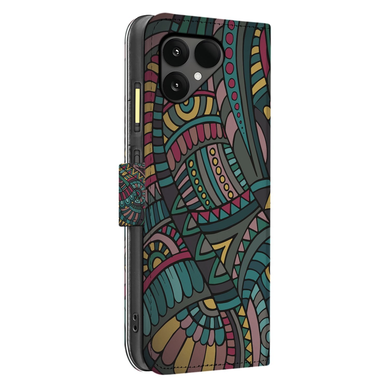 Fairphone 6 Stylish Aztec Design Book Case Hoesje zijaanzicht