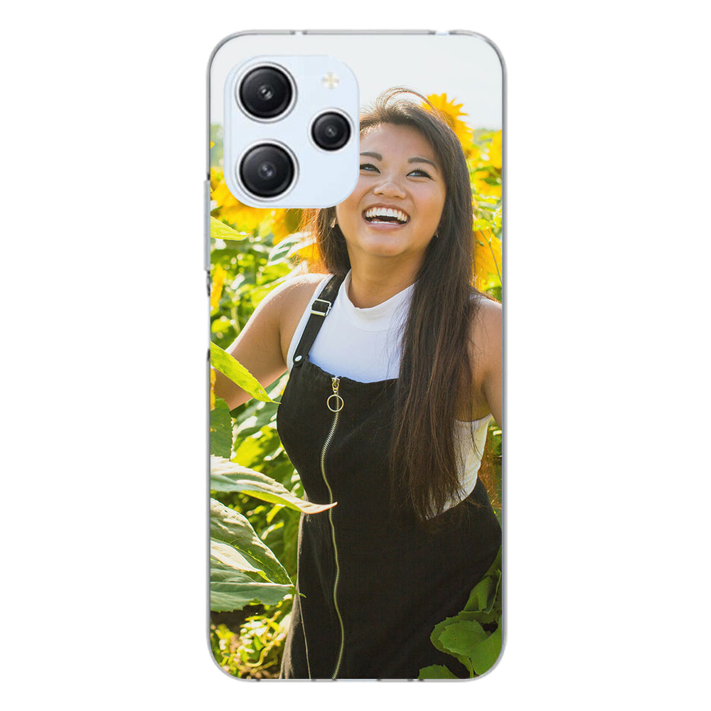 Xiaomi Redmi 12 4G TPU Back Cover Hoesje Maken vrouw lachend zonnebloemen
