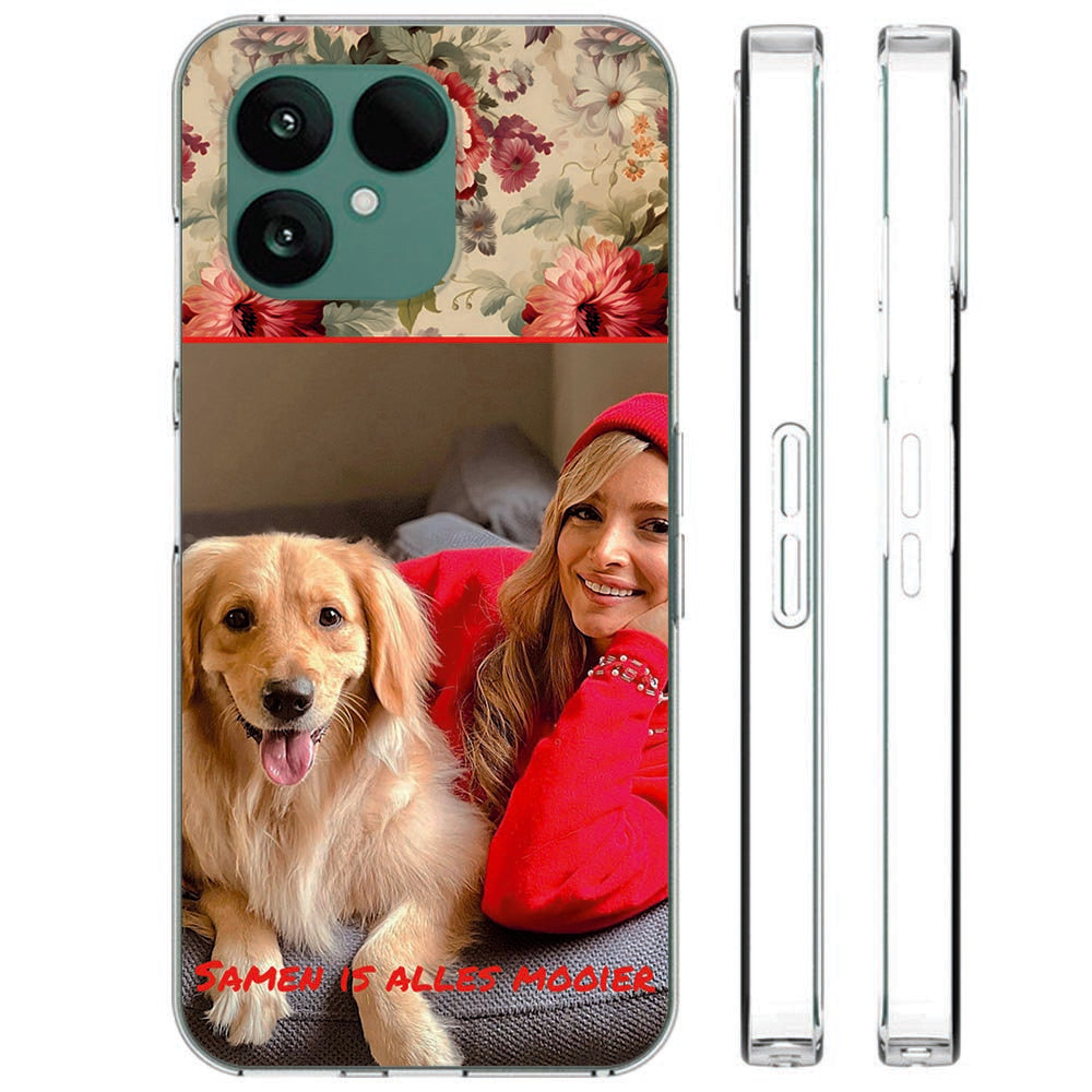 TPU Back Cover Hoesje Maken voor de Fairphone 6 — Jouw Ontwerp, Jouw Stijl met schattige hond en vrouw