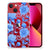 TPU Case voor Apple iPhone 13 Flowers Blue met prachtig blauw bloemenontwerp op een rode achtergrond.