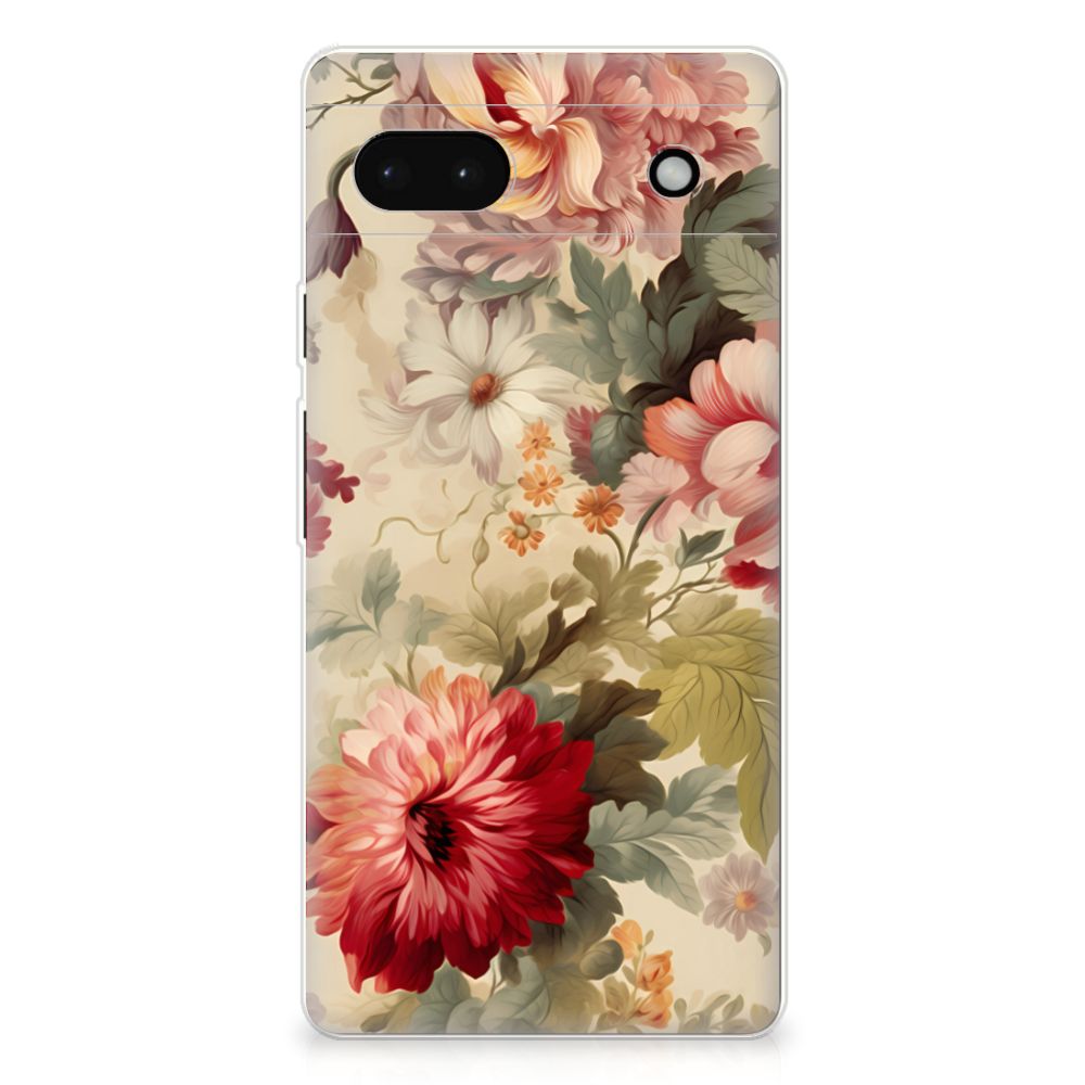 Google Pixel 6A TPU Case Bloemen achterkant bloemen patroon