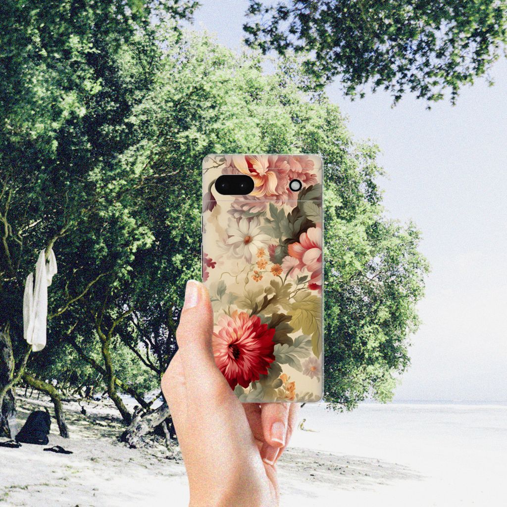 Google Pixel 6A TPU Case Bloemen hand gehouden natuur achtergrond