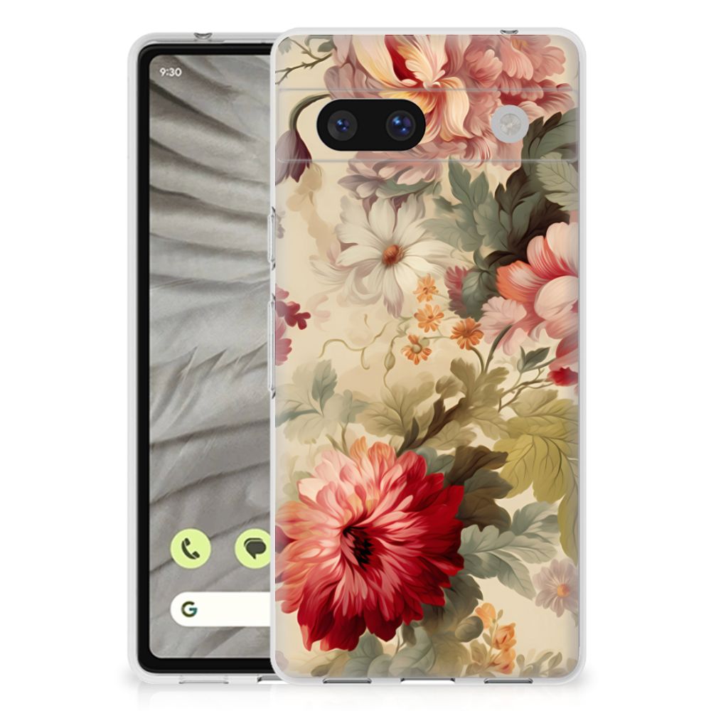Google Pixel 7A TPU Case voor Google Pixel 7A Bloemen achterkant
