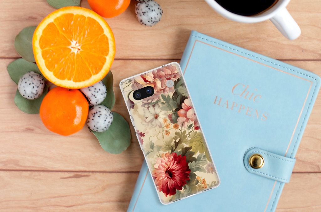 Google Pixel 7A TPU Case voor Google Pixel 7A Bloemen bovenaanzicht