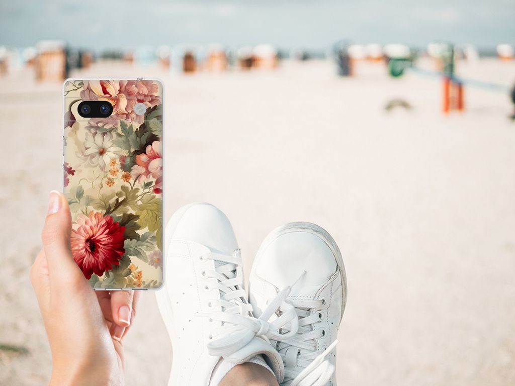 Google Pixel 7A TPU Case voor Google Pixel 7A Bloemen hand strand