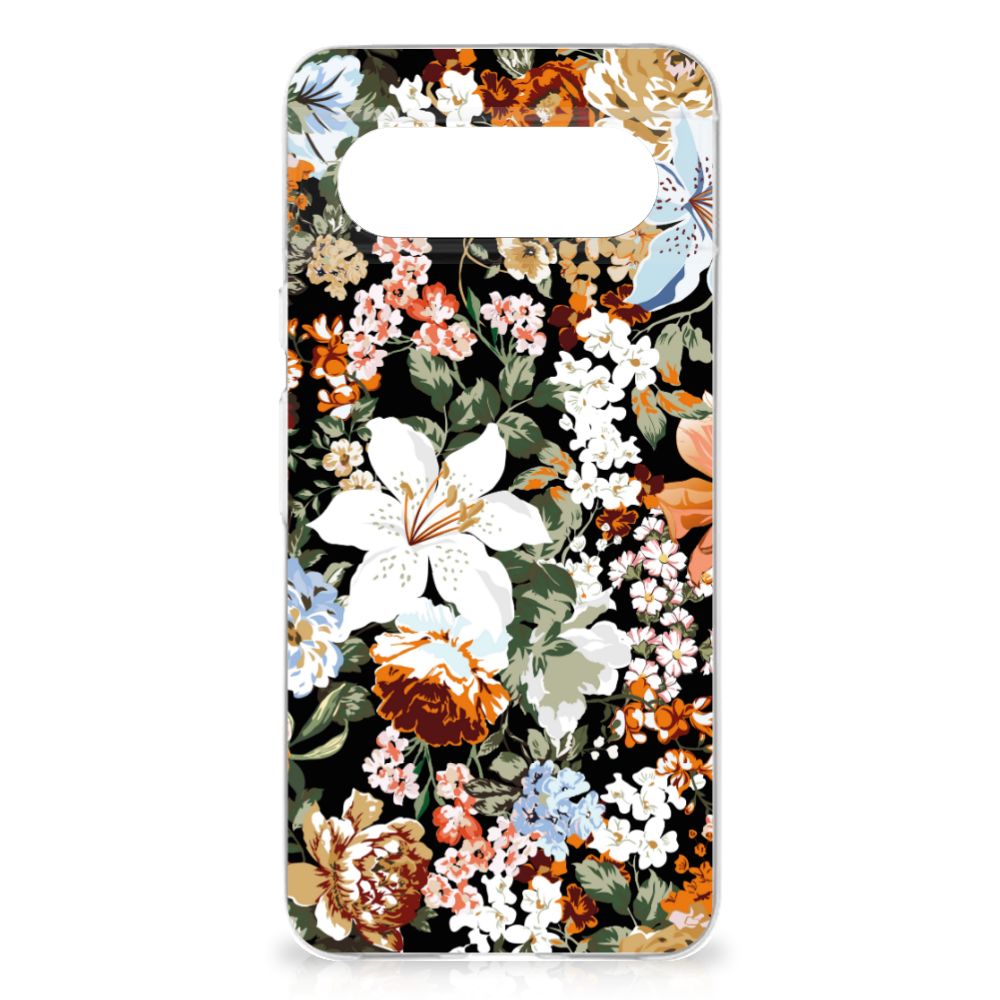 TPU Case voor Google Pixel 8 Dark Flowers bloemen design achterkant