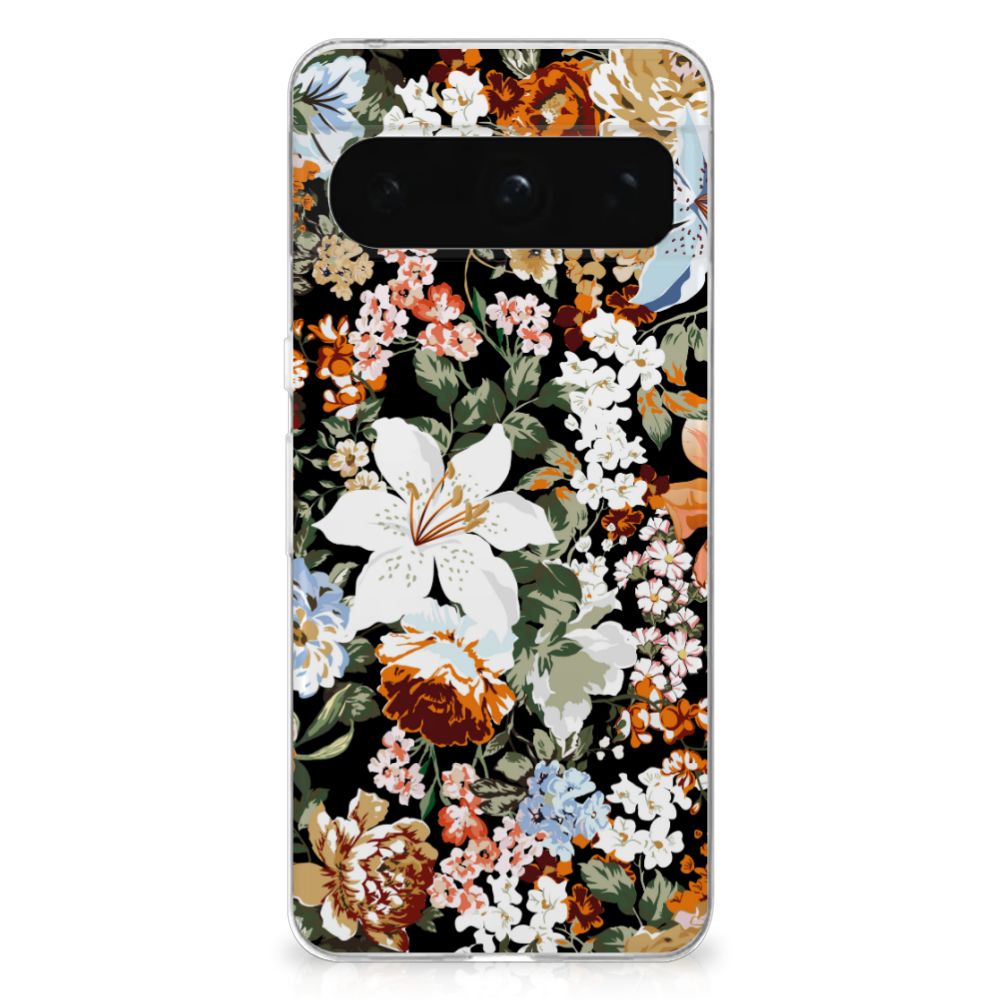 TPU Case voor Google Pixel 8 Pro Dark Flowers met kleurrijke bloemen en een elegante uitstraling 🌸