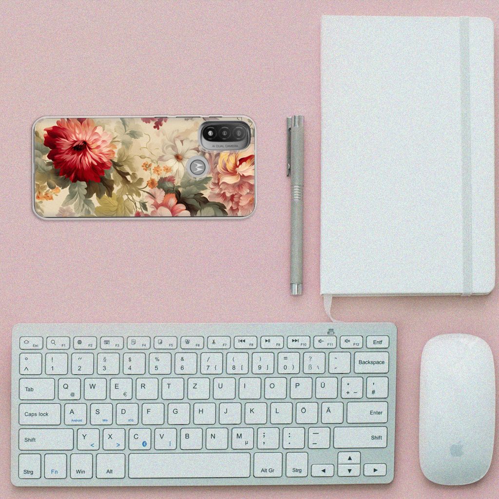 Motorola Moto E20 TPU Case voor Motorola Moto E20 | E40 Bloemen bovenaanzicht