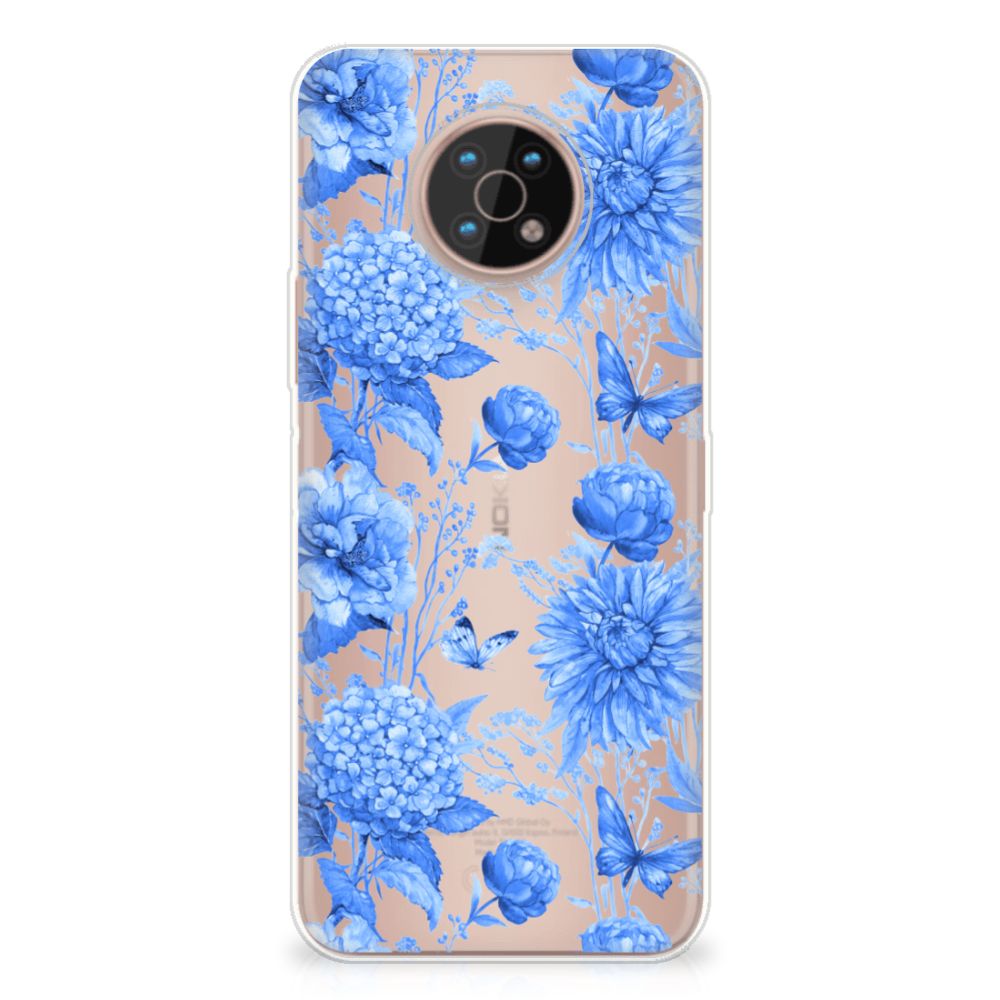 Nokia G50 TPU Case Flowers Blue design voorkant
