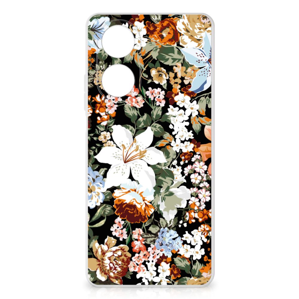 TPU Case voor OPPO A58 4G Dark Flowers bloemen design achterkant