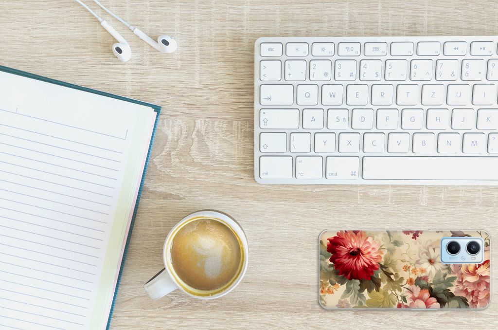 TPU Case voor OPPO A96 | OPPO A76 Bloemen bloemen design hoesje aanzicht