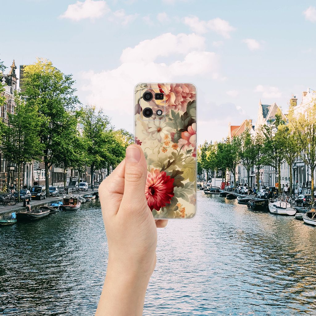 OPPO Reno7 4G TPU Case Bloemen achterkant hand natuur water