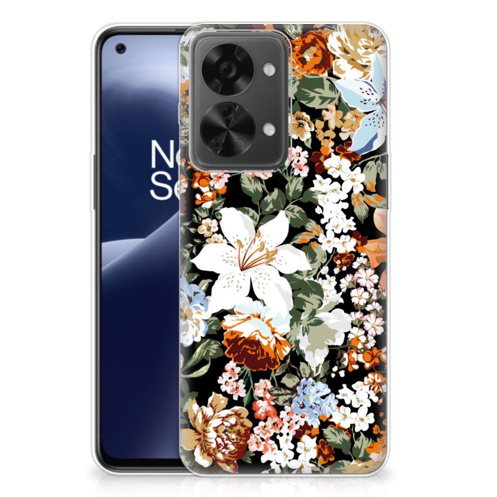 OnePlus Nord 2T TPU Case Dark Flowers achterkant