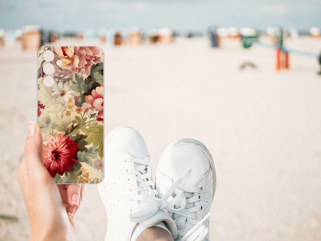 Samsung Galaxy A15 TPU Case voor Samsung Galaxy A15 Bloemen hand met sneakers strand
