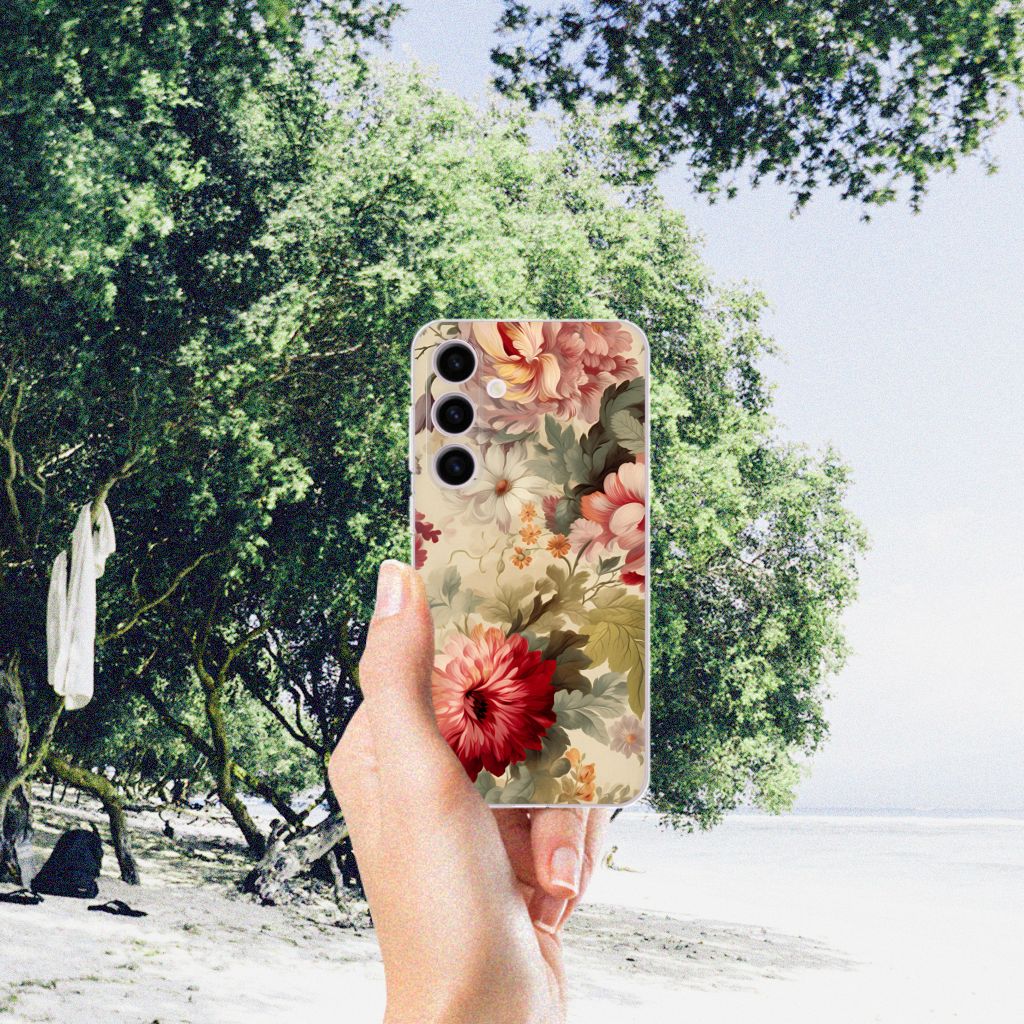 Samsung Galaxy S24 TPU Case Bloemen achterkant hand natuur