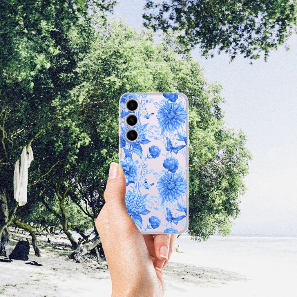 TPU Case voor Samsung Galaxy S24 Flowers Blue B2C Telecom