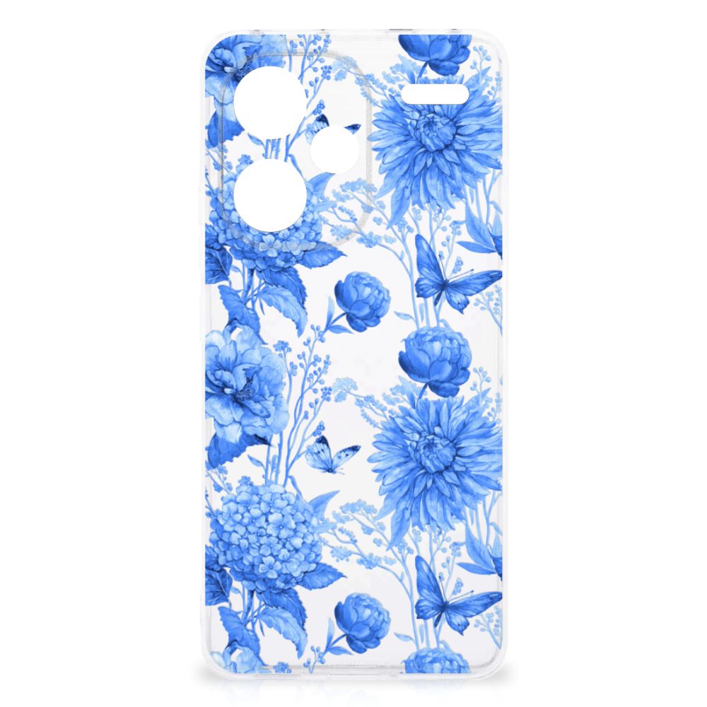 Xiaomi Redmi Note 13 Pro Plus TPU Case Flowers Blue voorkant