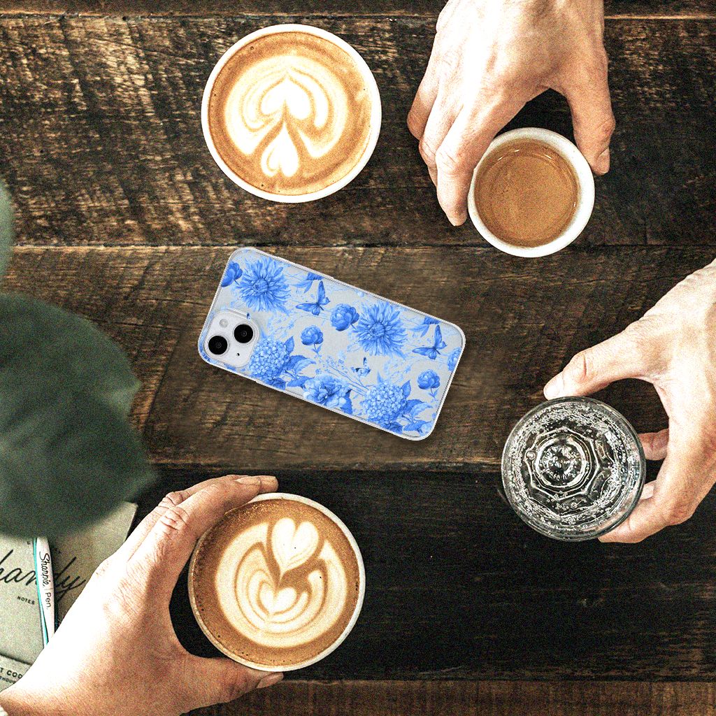 TPU Case voor iPhone 15 Flowers Blue B2C Telecom