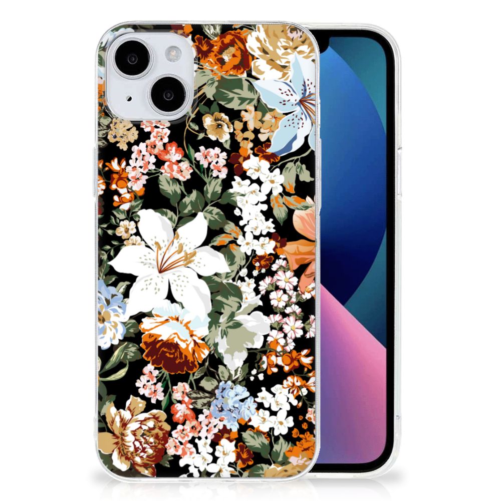 TPU Case voor iPhone 15 Plus Dark Flowers met kleurrijke bloemdessin voor een stijlvolle uitstraling 🌸