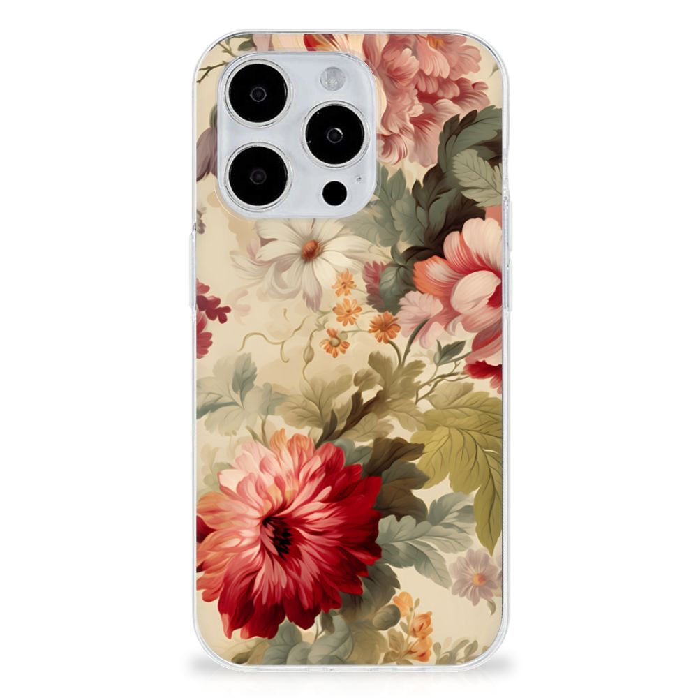 TPU Case voor iPhone 15 Pro Bloemen met een prachtig bloemenontwerp, ideaal voor romantische vibes 🌸.