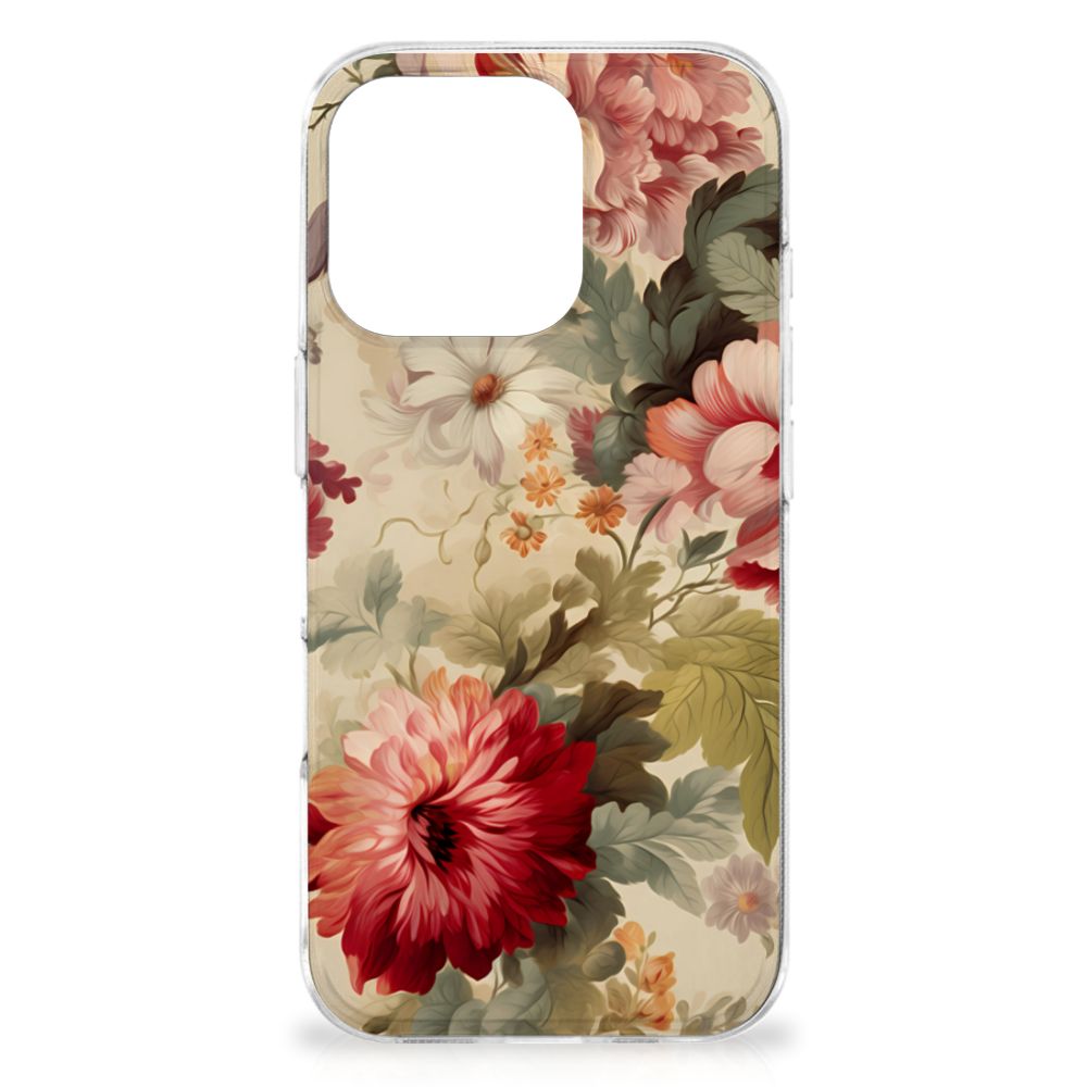 Apple iPhone 16 Pro TPU Case voor iPhone 16 Pro Bloemen bloemen design aanzicht