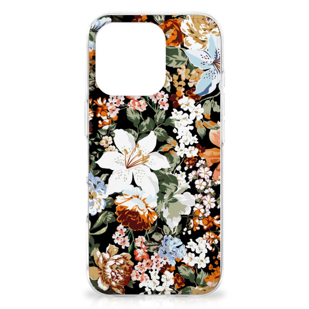 iPhone 16 Pro Max TPU Case Dark Flowers achterkant