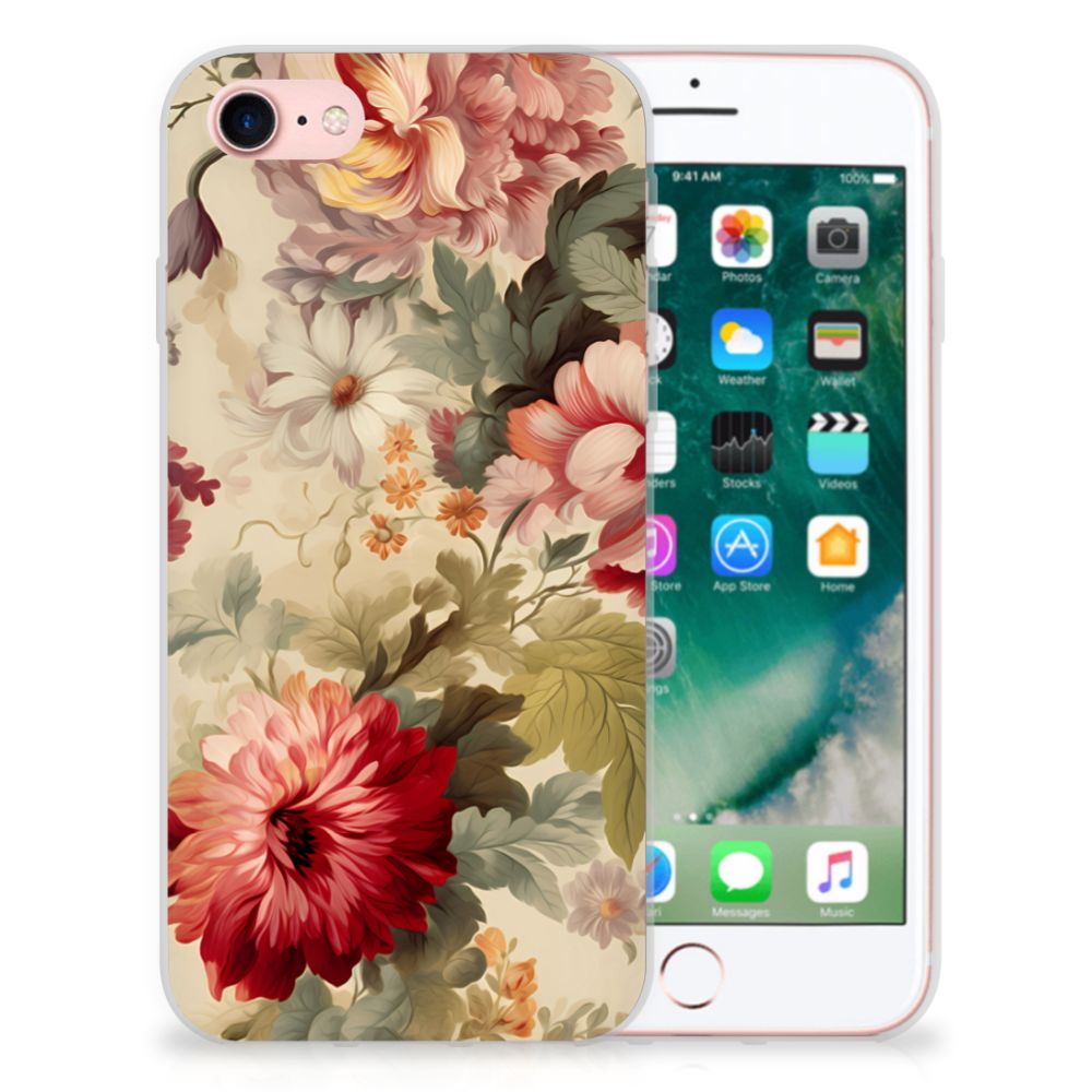 TPU Case voor iPhone SE 2022 | SE 2020 | 8 | 7 Bloemen met kleurrijke bloemenprint voor een romantische uitstraling.