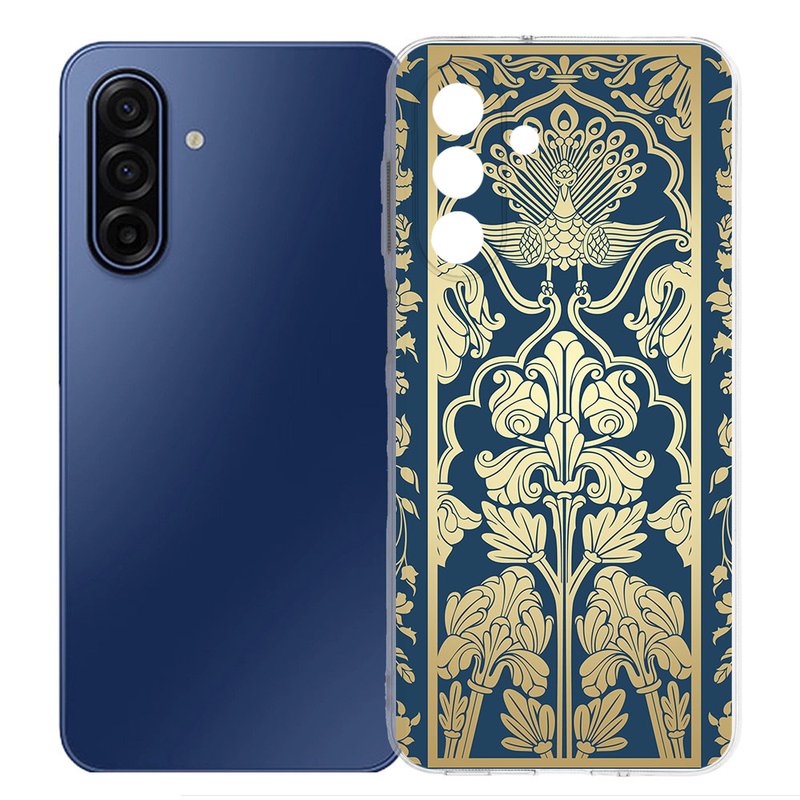 TPU Hoesje Samsung Galaxy A17 Beige Flowers Backcover achterkant met gouden ornamenten