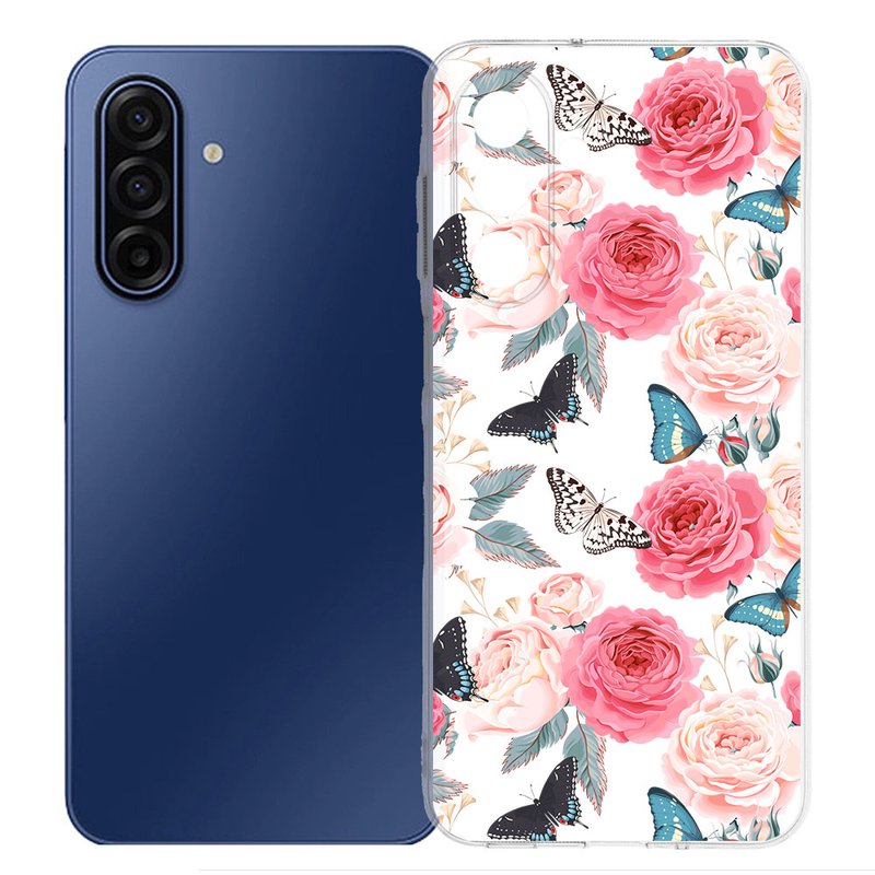 Samsung Galaxy A17 TPU Hoesje Butterfly Roses achterkant