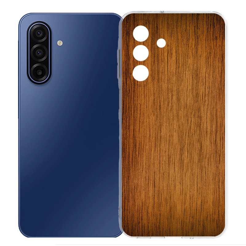 Samsung Galaxy A17 TPU Hoesje Donker Hout Backcover achteraanzicht